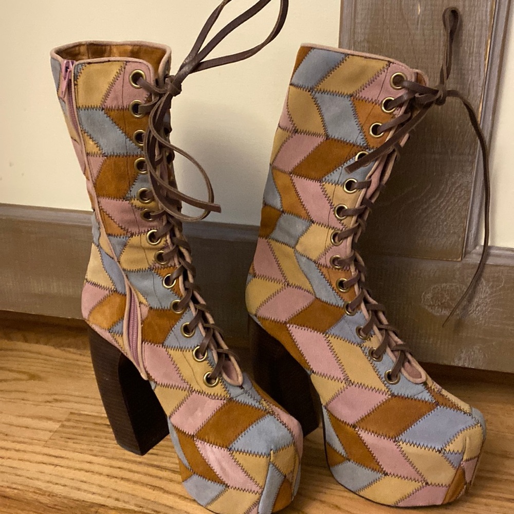 Jeffrey Campbell suede Pickford platform boots